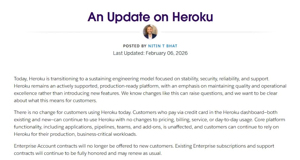 Heroku の Sustaining Engineering 移行を読み解く：背景・帰結・業界への影響